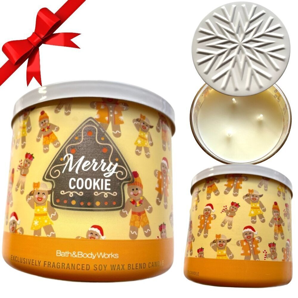 NWT Bath & Body Works 3-Wick Scented Candle – Merry Cookie 🍪🎄
